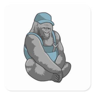 Gorilla as Craftsman with Wrench Square Sticker