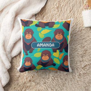 Gorilla Retro Colorful Personalized Pattern Throw Pillow