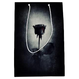 Goth Black Rose Dripping Blood Macabre Medium Gift Bag