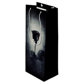 Goth Black Rose Dripping Blood Macabre Wine Gift Bag