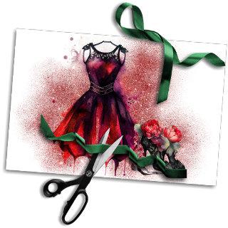 Goth Fashion | Red Dress with High Heels Abstract Tissue Paper