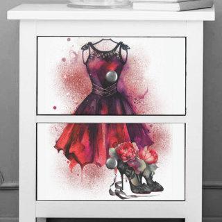 Goth Fashion | Red Dress with High Heels Abstract Tissue Paper