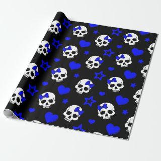 Goth Girl Skulls on Dark Blue