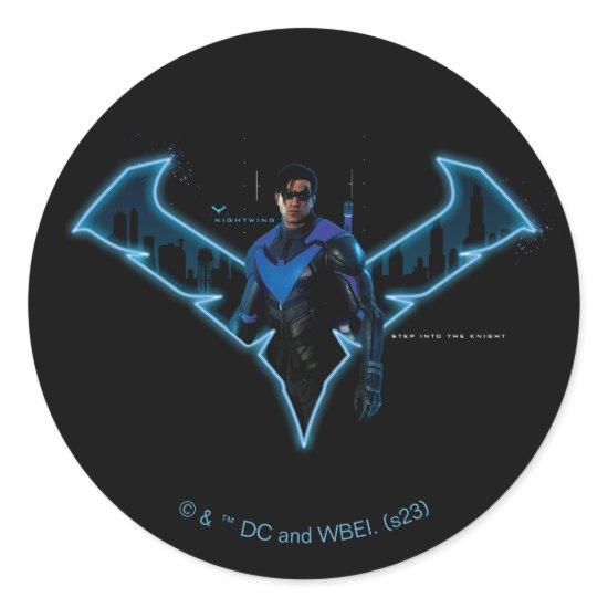 Gotham Knights Nightwing in Logo Classic Round Sticker