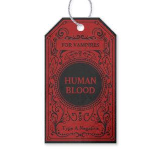Gothic black and red antique vampire blood tag