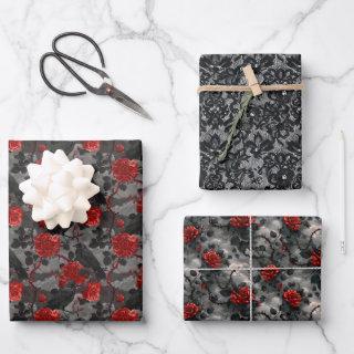 Gothic Black Crows Red Roses Thorns Dark  Sheets