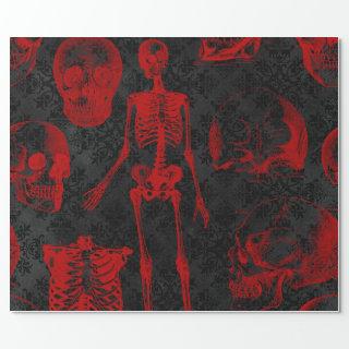 Gothic Black Damask Crimson skeletons