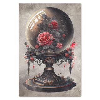 Gothic Boudoir | Antique Crystal Ball With Roses Tissue Paper
