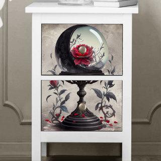 Gothic Boudoir | Moon Crystal Ball with Red Roses Tissue Paper