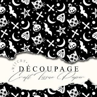 Gothic Cats Witchcraft Pentagrams Decoupage Tissue Paper