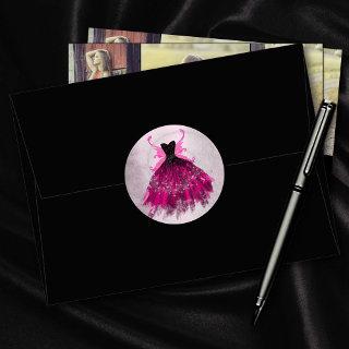 Gothic Fairy Gown | Glam Rock Hot Pink Sheen Party Classic Round Sticker