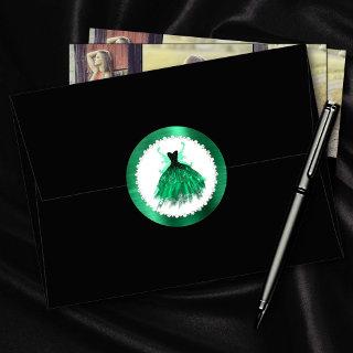 Gothic Fairy Gown | Vivid Emerald Green Fantasy Classic Round Sticker