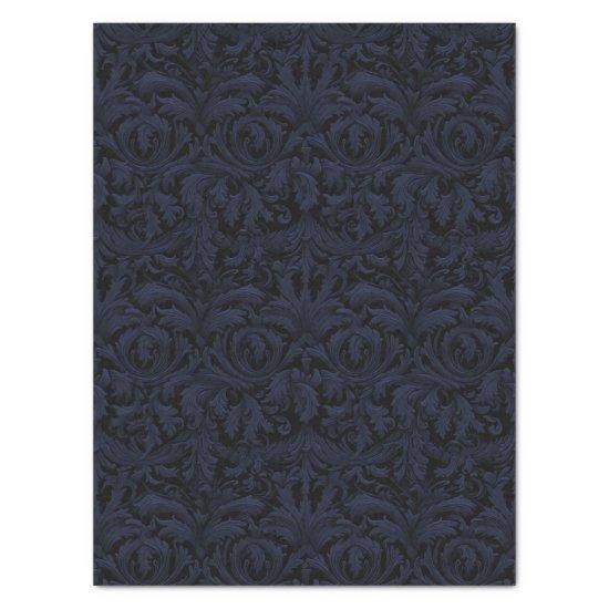 Gothic Jacquard Swirls Decoupage - Dusky Blue  Tissue Paper