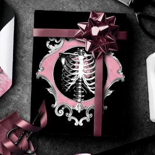 Gothic Love | Pink and Black Skeleton Heart Floral