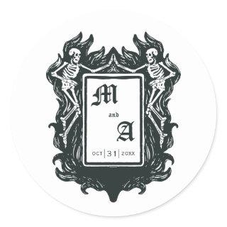 Gothic Skeleton Love Initials  Classic Round Sticker