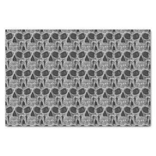 Gothic Skull Black And White Grunge Cool Pattern Tissue Paper