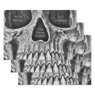 Gothic Skull Face Black And White Tattoo Shop Wrap  Sheets