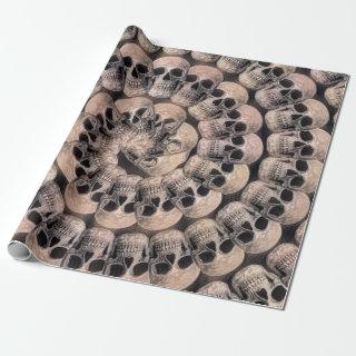 Gothic Skull Head Vintage Sepia Abstract Pattern