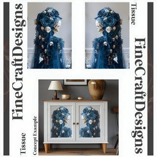 Gothic Skull & Rose Teal Ivory Decoupage R&L 155 Tissue Paper
