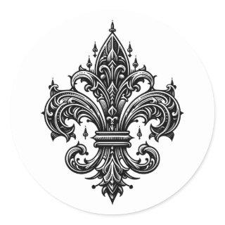 Gothic Style Fleur-de-lis Classic Round Sticker