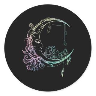 Gothic Wicca Crescent Pastel Goth Moon Classic Round Sticker
