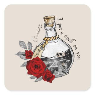 Gothic Witch Love Potion Square Sticker