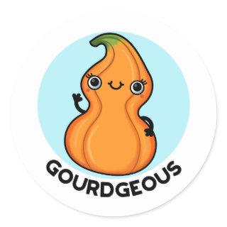 Gourd-geous Funny Gourd Veggie Pun  Classic Round Sticker