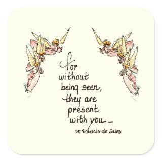 Graceful Angels Bring Comfort saying watercolor  Square Sticker