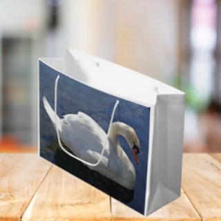 Graceful White Swan on Lake Photo Large Gift Bag