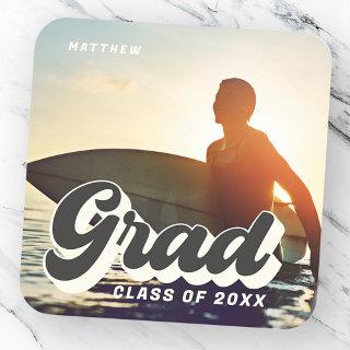 Grad Class Of 20XX Retro Vintage Simple Photo Square Sticker
