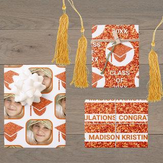 Grad Glam Orange Cap Modern Assorted Celebrate  Sheets