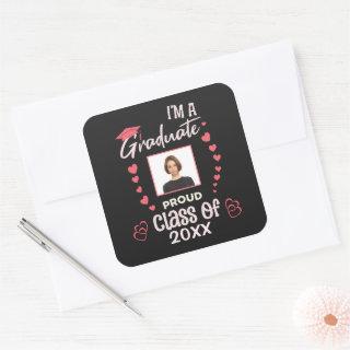 Grad Graduate Photo Graduation Class Personalize  Square Sticker