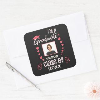 Grad Graduate Photo Graduation Class Personalize  Square Sticker