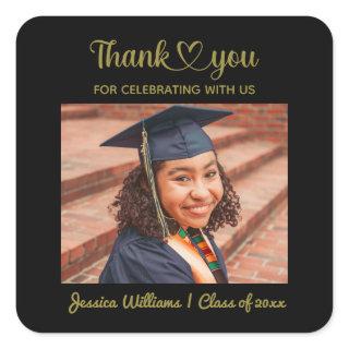 Grad Love And Thanks Custom Photo Personalized Square Sticker