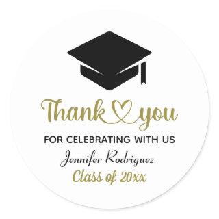 Grad Love And Thanks Graduation Cap Thank You Classic Round Sticker