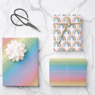 Gradient Rainbow Stripes and Cute Rainbow Pattern  Sheets