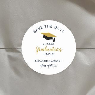 Graduate 2025 Script Save the Date Grad Party Classic Round Sticker