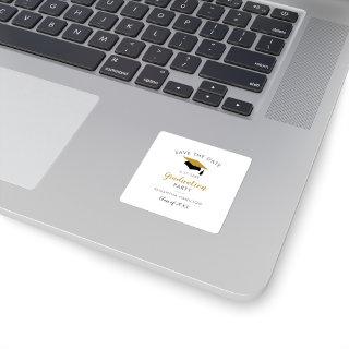 Graduate 2025 Script  Save the Date Grad Party Square Sticker