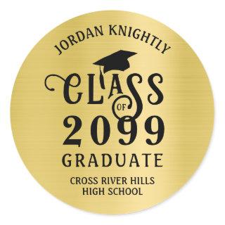 Graduate Class Year Custom Color on Faux Gold Foil Classic Round Sticker