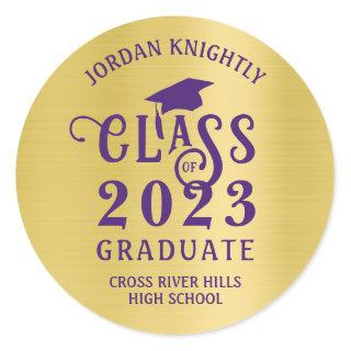 Graduate Class Year Custom Color on Faux Gold Foil Classic Round Sticker