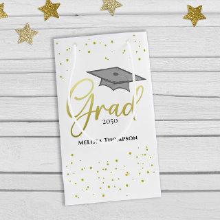 Graduate Gold Graduation Script Cap Simple Grad Small Gift Bag