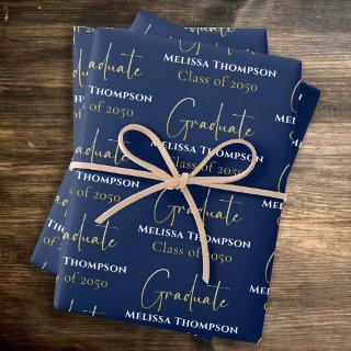 Graduate Grad Gold Calligraphy Script Modern  Sheets