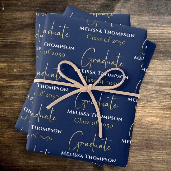 Graduate Grad Gold Calligraphy Script Modern  Sheets