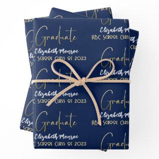 Graduate Grad Gold Calligraphy Script Modern  Sheets