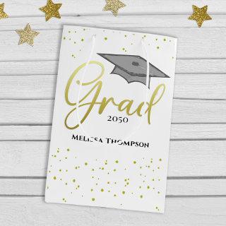 Graduate Grad Gold Graduation Script Cap Medium Gift Bag