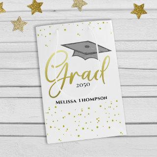 Graduate Grad Gold Graduation Script Cap Medium Gift Bag