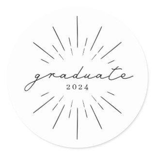 Graduate Line Art Class Of Graduation Classic Roun Classic Round Sticker