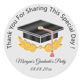 Graduate Party Gold Students Black Cup Favor Gray Classic Round Sticker