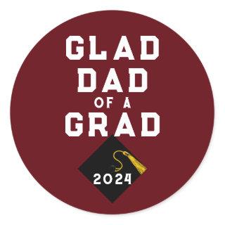 Graduation 2024 Proud Dad Classic Round Sticker