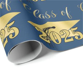 Graduation Blue Metallic Gold Class Year